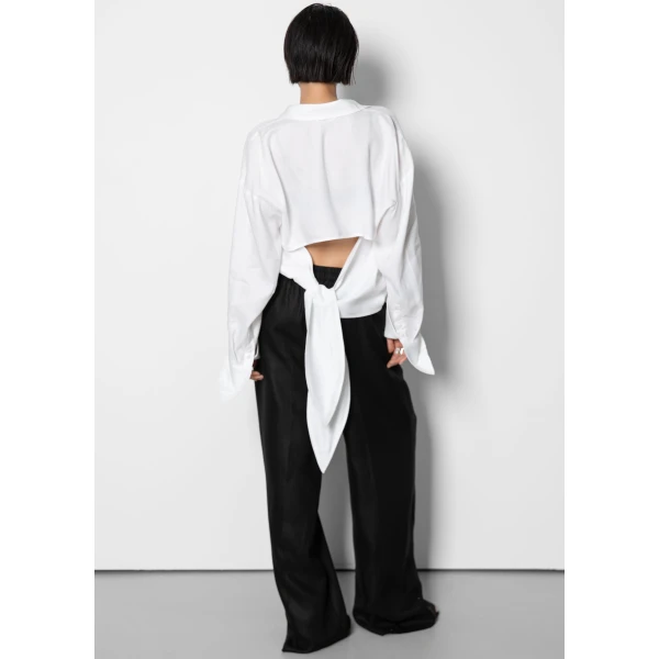 The Frankie Shop Velia Cut-Out Back Shirt in White, view 2