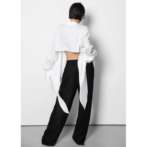 The Frankie Shop Velia Cut-Out Back Shirt in White, view 6
