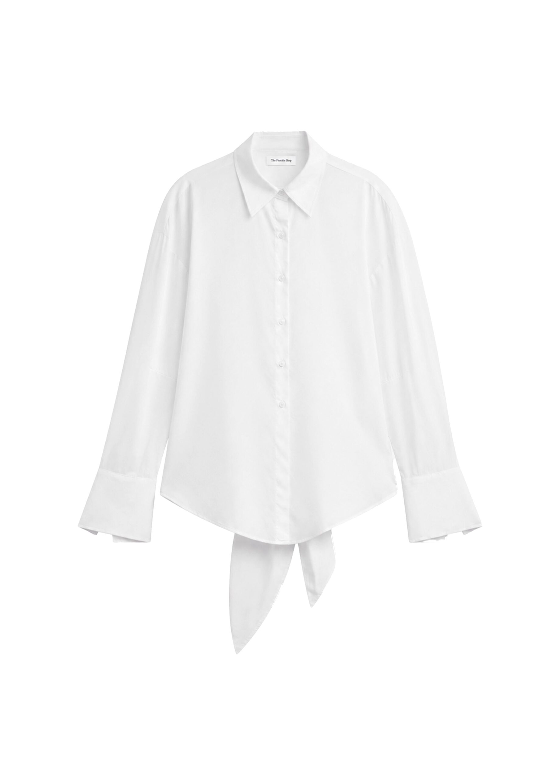The Frankie Shop Velia Cut-Out Back Shirt in White | Tops | Coveti The Frankie Shop Velia Cut-Out Back Shirt in White