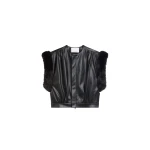 The Frankie Shop Vieste Faux Fur Trim Vest in Black