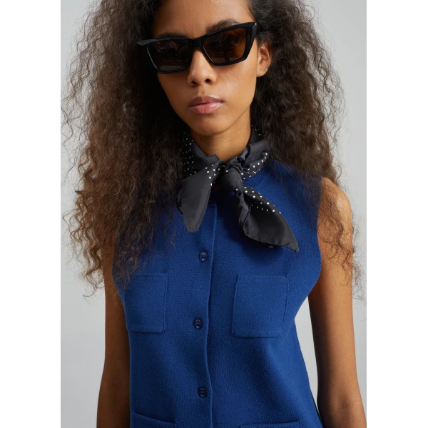 The Frankie Shop Villena Knit Vest in Blue, view 3