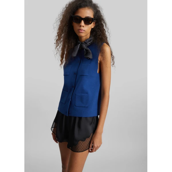 The Frankie Shop Villena Knit Vest in Blue, view 5