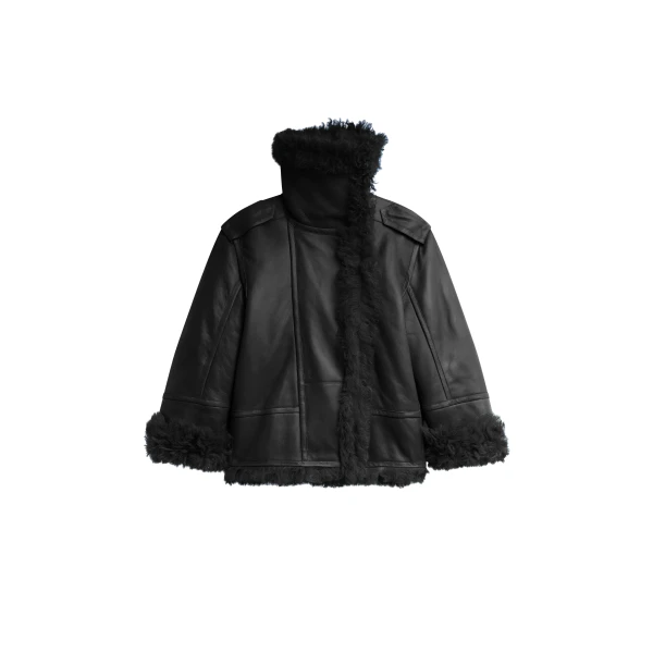 Viola Funnel Neck Jacket in Black