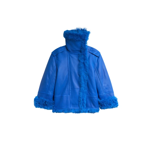 Viola Funnel Neck Jacket in Cobalt