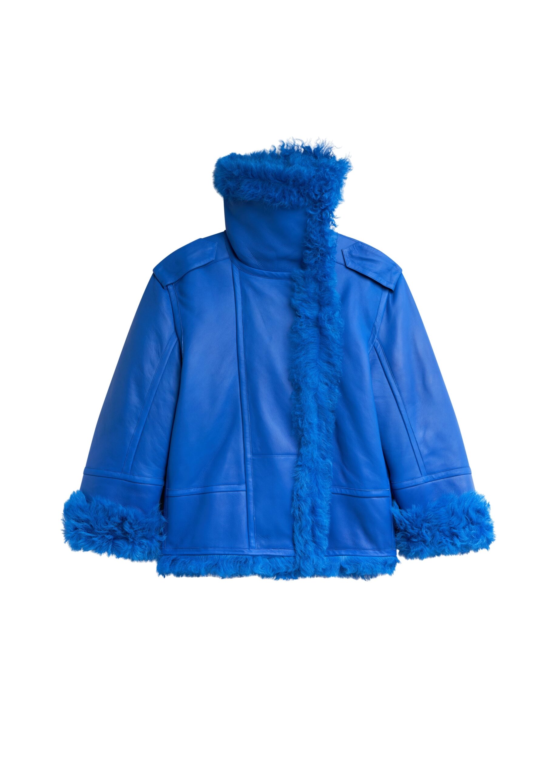 The Frankie Shop Viola Funnel Neck Jacket in Cobalt | Jackets | Coveti The Frankie Shop Viola Funnel Neck Jacket in Cobalt