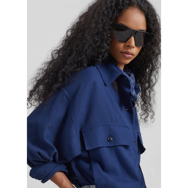 The Frankie Shop Vito Utility Shirt in Navy, view 4