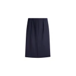 The Frankie Shop Viviana Chevron Tailored Midi Skirt in Dark Navy
