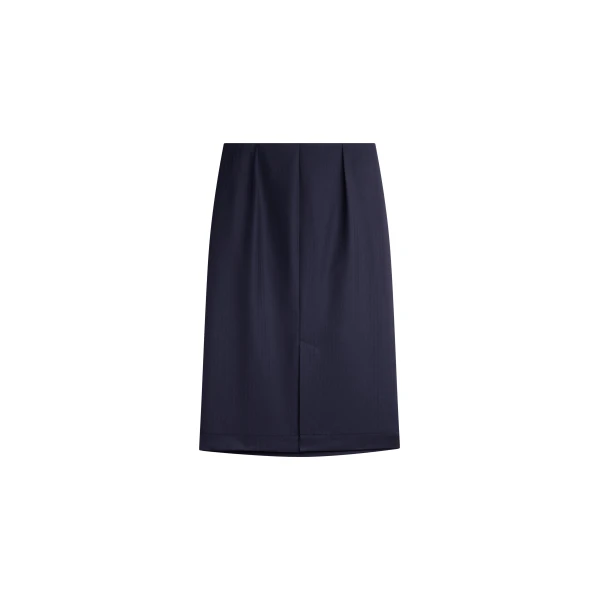 Viviana Chevron Tailored Midi Skirt in Dark Navy