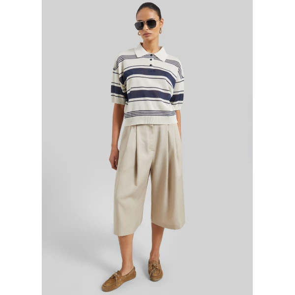 The Frankie Shop Vorey Pleated Bermuda Shorts in Beige, view 3