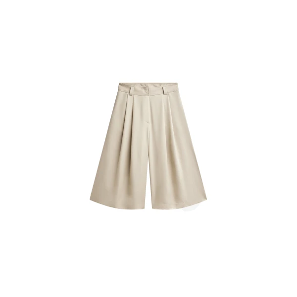 Vorey Pleated Bermuda Shorts in Beige