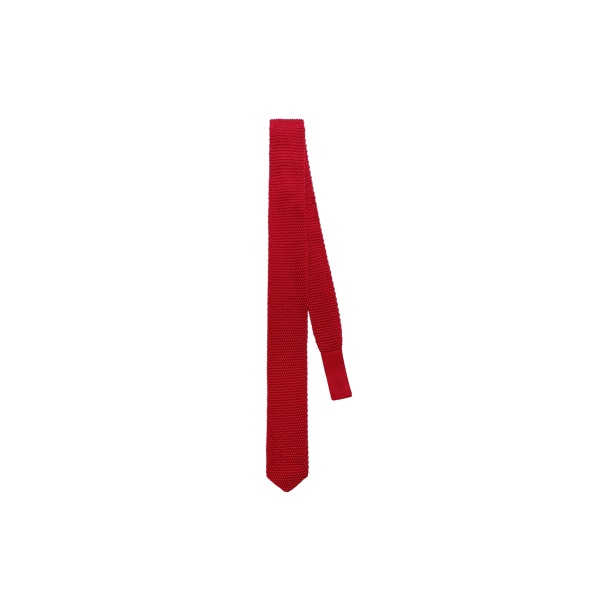 The Frankie Shop Zira Knitted Silk Tie in Red