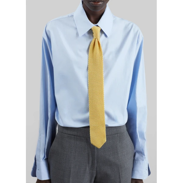 The Frankie Shop Zira Knitted Silk Tie in Yellow, view 4