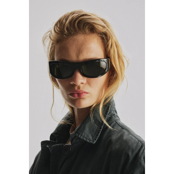 The Row Sunglasses B in Black and Green, view 3