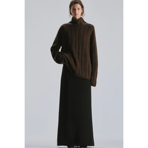 The Row Tartu Turtleneck in Nut Brown, view 3