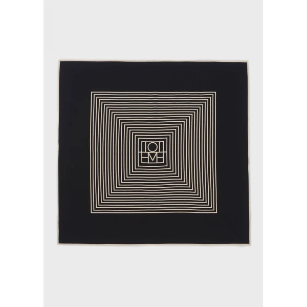 Toteme Centered monogram silk scarf in Black, view 6