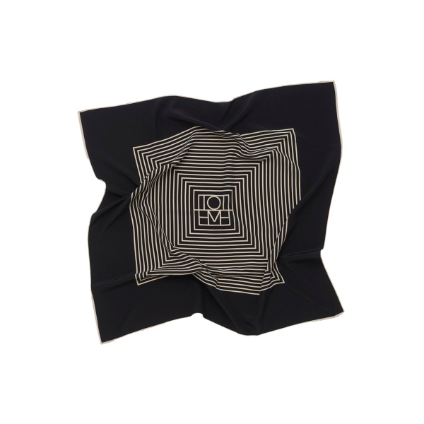 Toteme Centered monogram silk scarf in Black