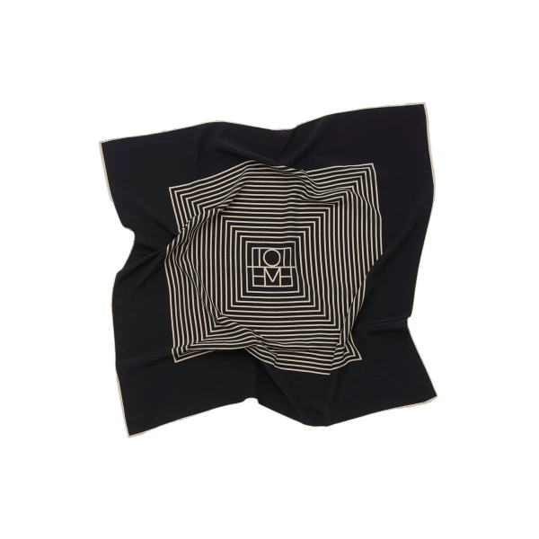 Toteme Centered monogram silk scarf in Black