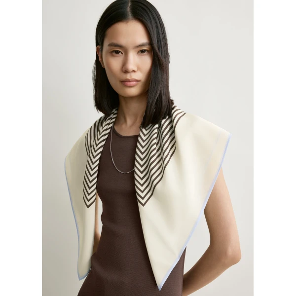 Toteme Centered monogram silk scarf in Macadamia, view 3