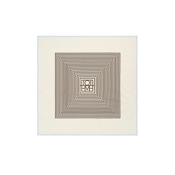 Toteme Centered monogram silk scarf in Macadamia