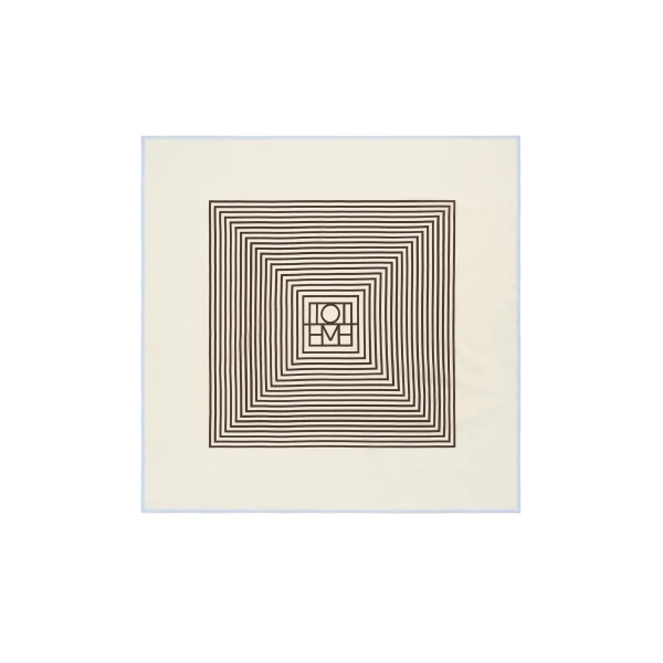 Toteme Centered monogram silk scarf in Macadamia