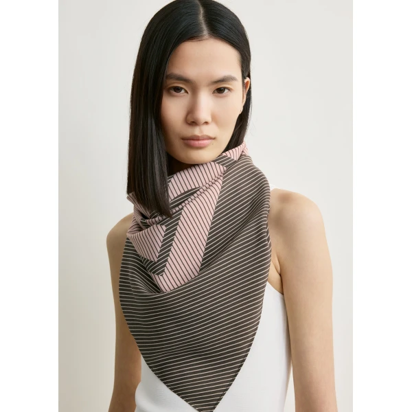 Toteme Centered monogram silk scarf in Walnut, view 2