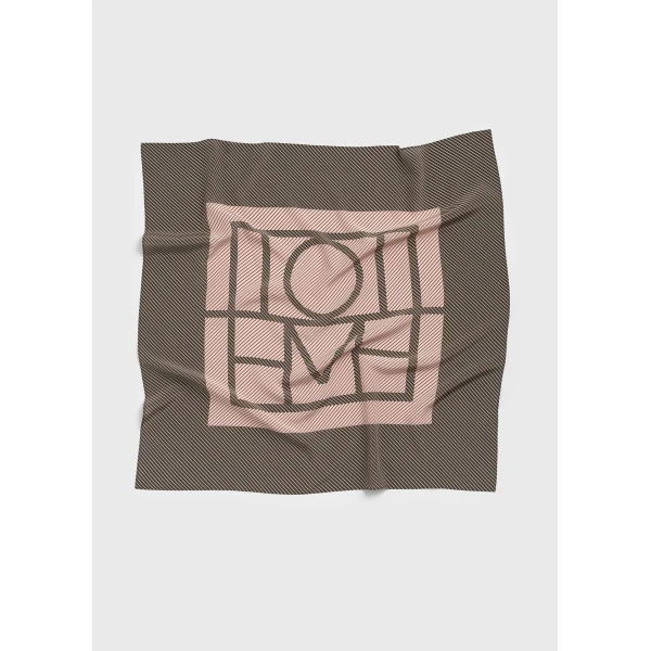 Toteme Centered monogram silk scarf in Walnut, view 6