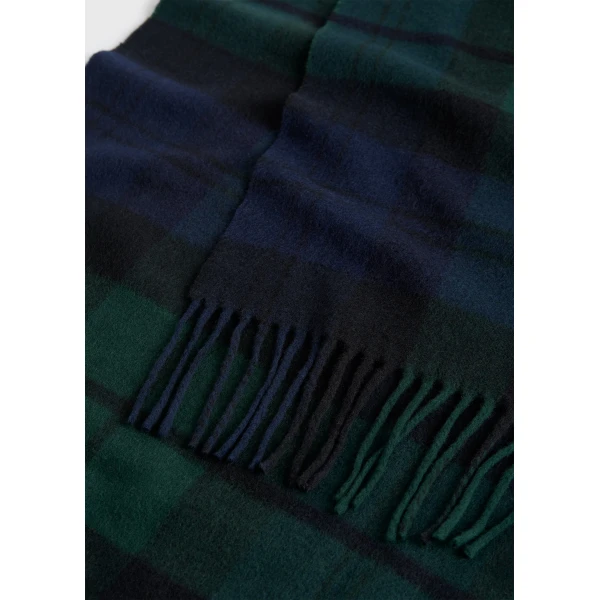 Toteme Checked cashmere scarf in Midnight green, view 4
