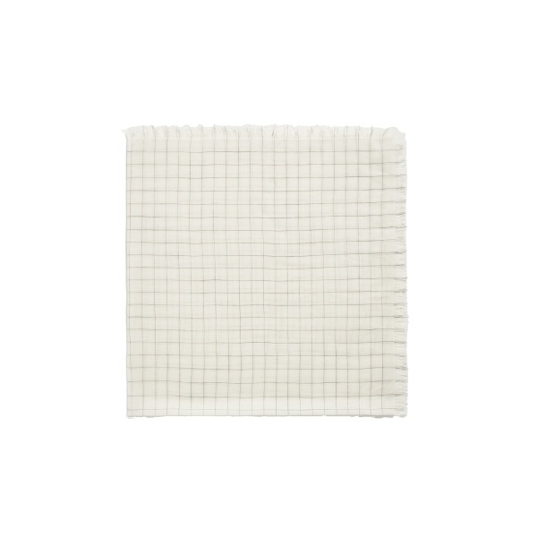 Toteme Checked light wool scarf in Ecru / Black