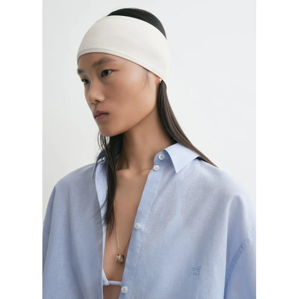 Toteme Compact knit headband in White, view 3