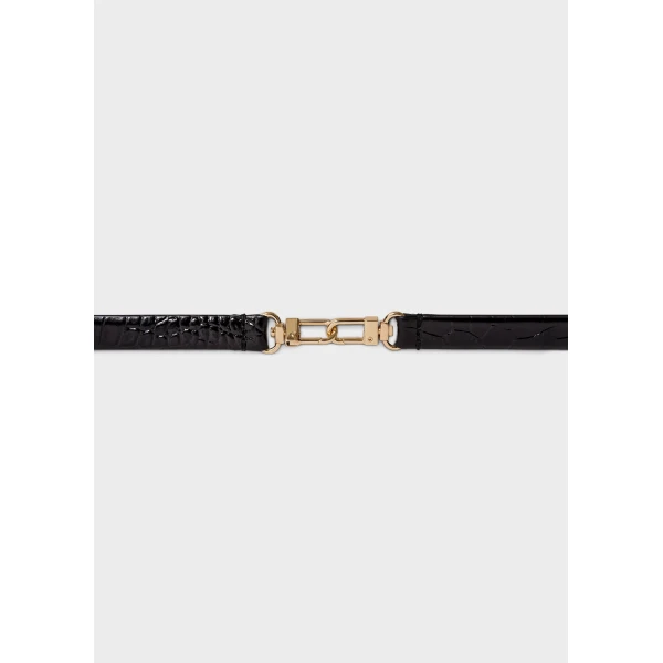 Toteme Double clasp croco-embossed belt in Black, view 5