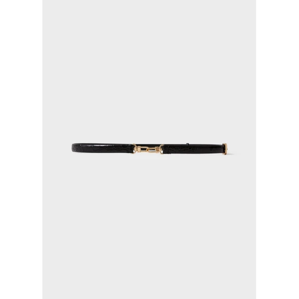 Toteme Double clasp croco-embossed belt in Black, view 6