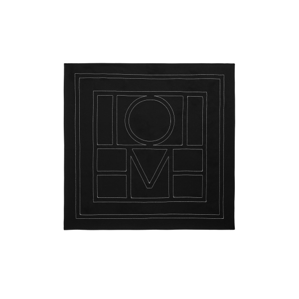 Toteme Embroidered monogram silk scarf in Black