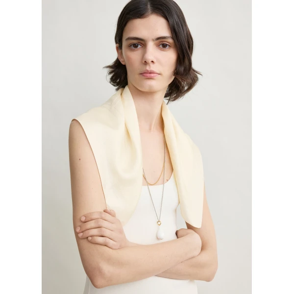 Toteme Embroidered monogram silk scarf in Cream, view 2