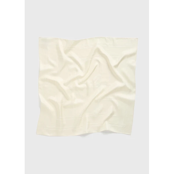 Toteme Embroidered monogram silk scarf in Cream, view 6