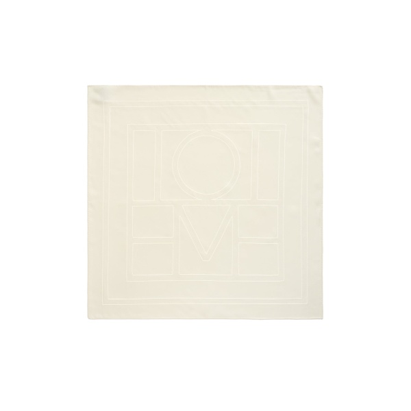 Toteme Embroidered monogram silk scarf in Cream
