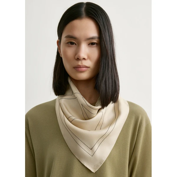 Toteme Embroidered monogram silk scarf in Ivory, view 2