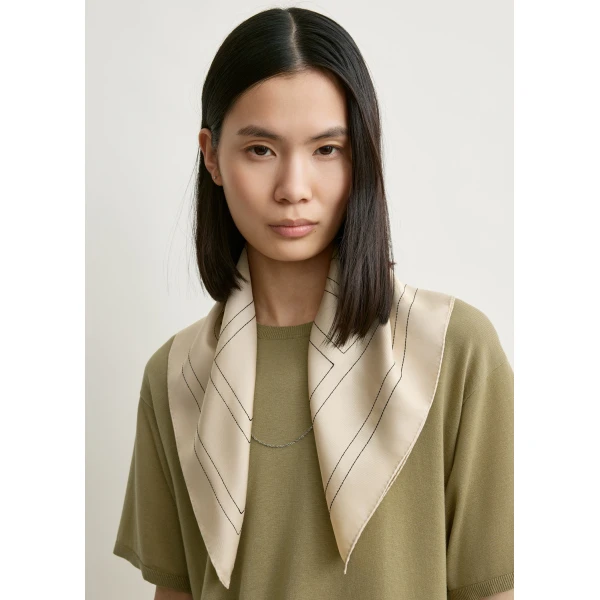 Toteme Embroidered monogram silk scarf in Ivory, view 4