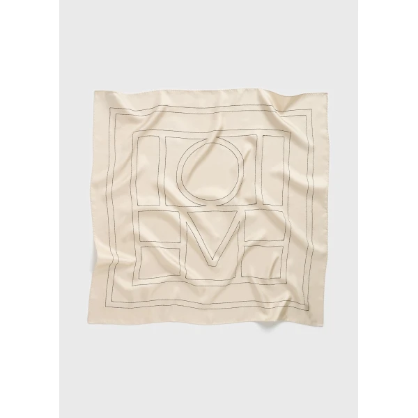 Toteme Embroidered monogram silk scarf in Ivory, view 6