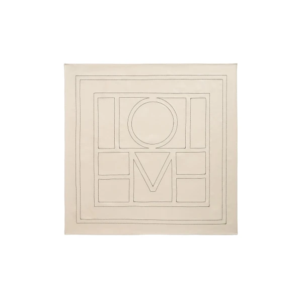 Embroidered monogram silk scarf in Ivory