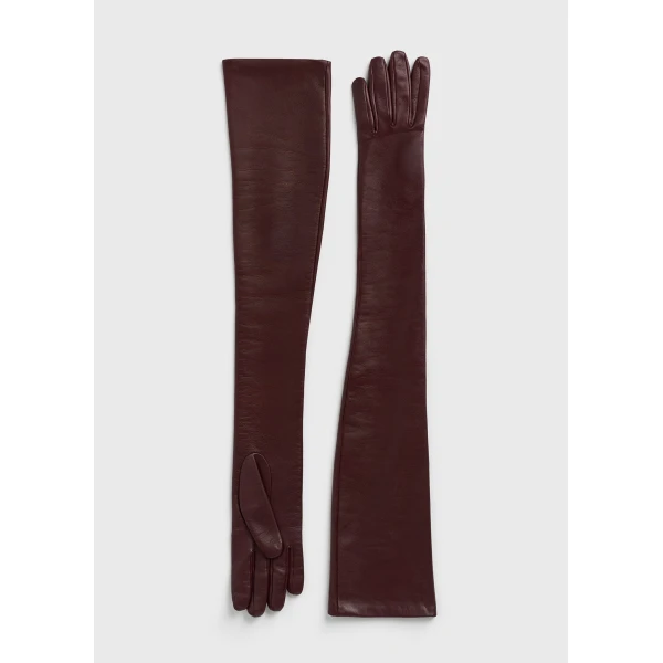 Toteme Extra-long leather gloves in Bordeaux, view 5