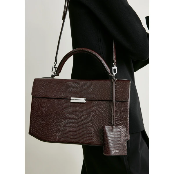 Toteme Lizard-embossed keyring in Brown, view 3
