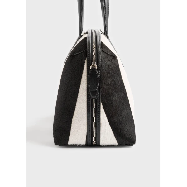 Toteme Medium pony hair day tote in Zebra, view 4