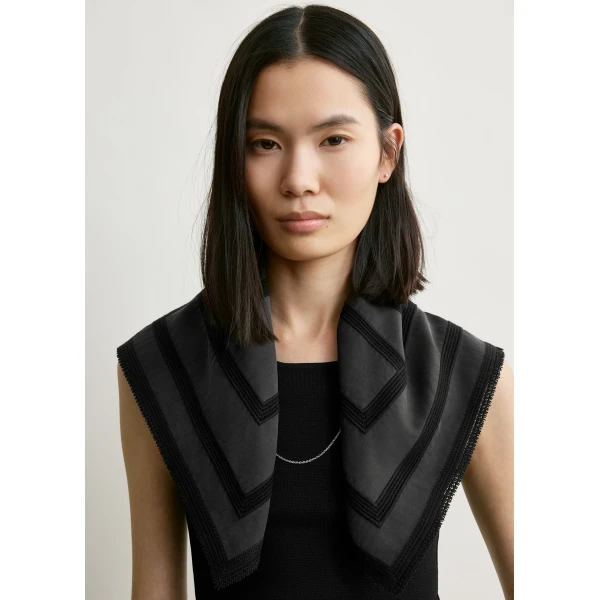 Toteme Monogram crochet silk scarf in Washed black, view 2