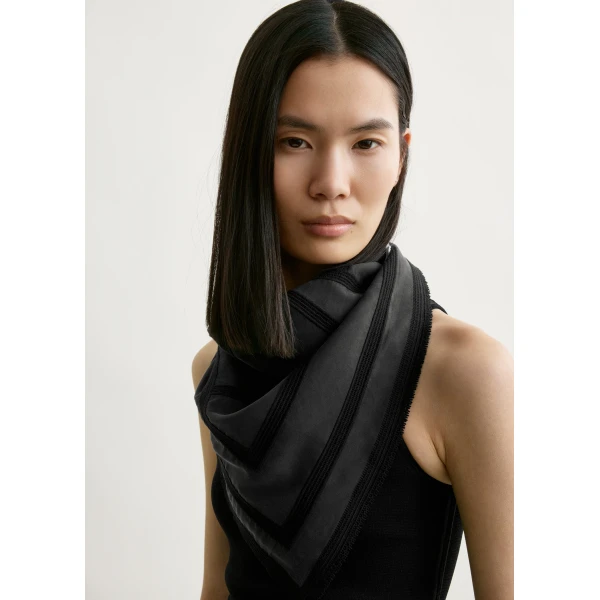 Toteme Monogram crochet silk scarf in Washed black, view 3