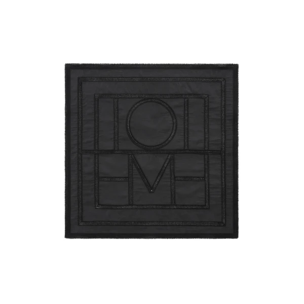 Monogram crochet silk scarf in Washed black