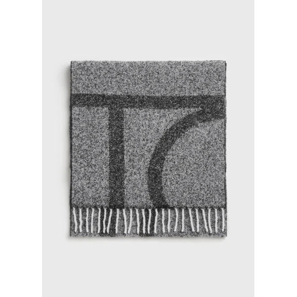 Toteme Monogram jacquard scarf in Black / White, view 5