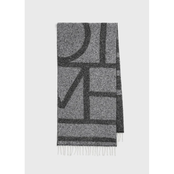 Toteme Monogram jacquard scarf in Black / White, view 6