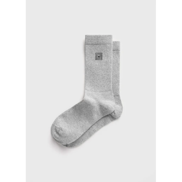 Toteme Monogram socks in Light grey, view 4