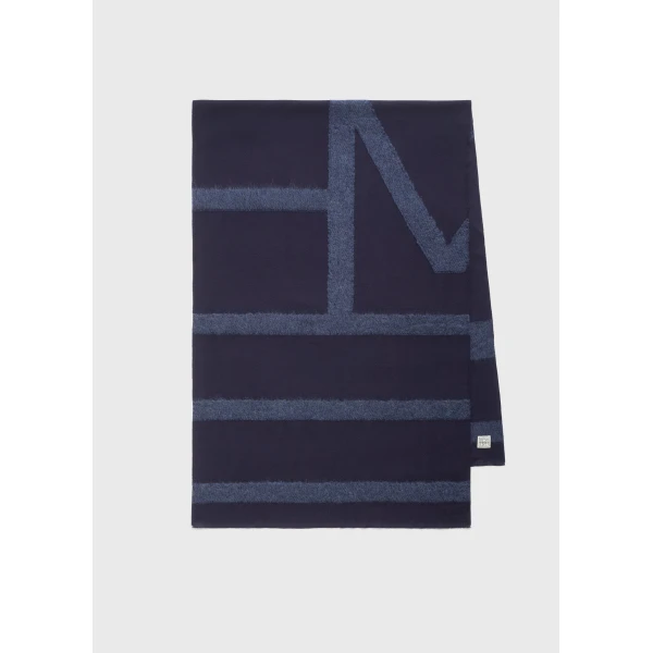 Toteme Monogram twill scarf in Navy, view 5