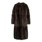 Toteme Silky shearling coat in Dark brown
